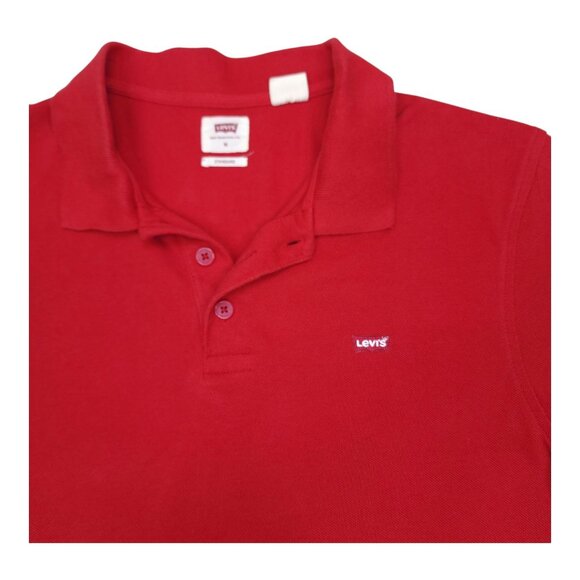 Levis Mens Red Polo Shirt Size Medium Standard Fit Cotton - Picture 2 of 9